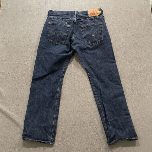 Levis Jeans Mens 34x30 Blue 501xx Dark Wash Button Fly Straight Leg Cotton - Picture 2 of 10